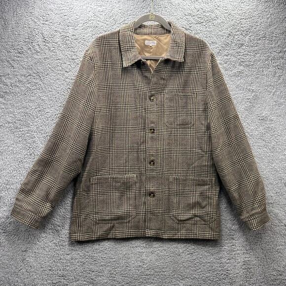 Quaker Marine Supply Men's Medium 100% Shetland Wool Plaid Loafer Jacket Lined - Picture 1 of 11